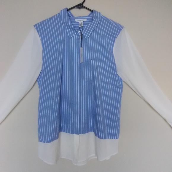 3 for $20: Calvin Klein Striped Blouse-Size L - Picture 6 of 9